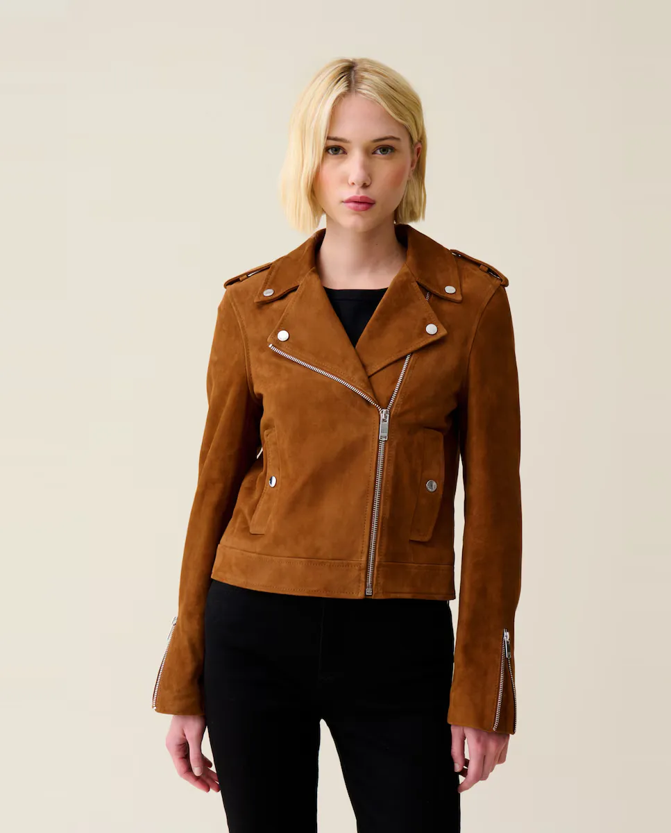 

Женская замшевая косуха Claudie Pierlot, цвет Camel