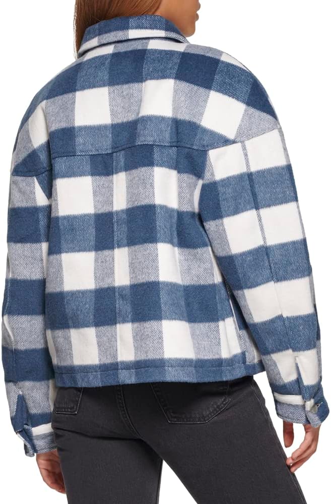 Женская короткая куртка-рубашка Levi's из шерстяной смеси, синий/белый — фото 4