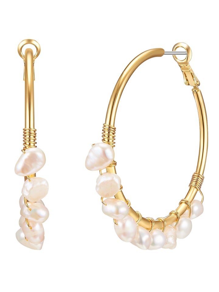 

Lulu & Jane Серьги-кольца из металлического сплава с культивированным пресноводным жемчугом в оправе из желтого золота