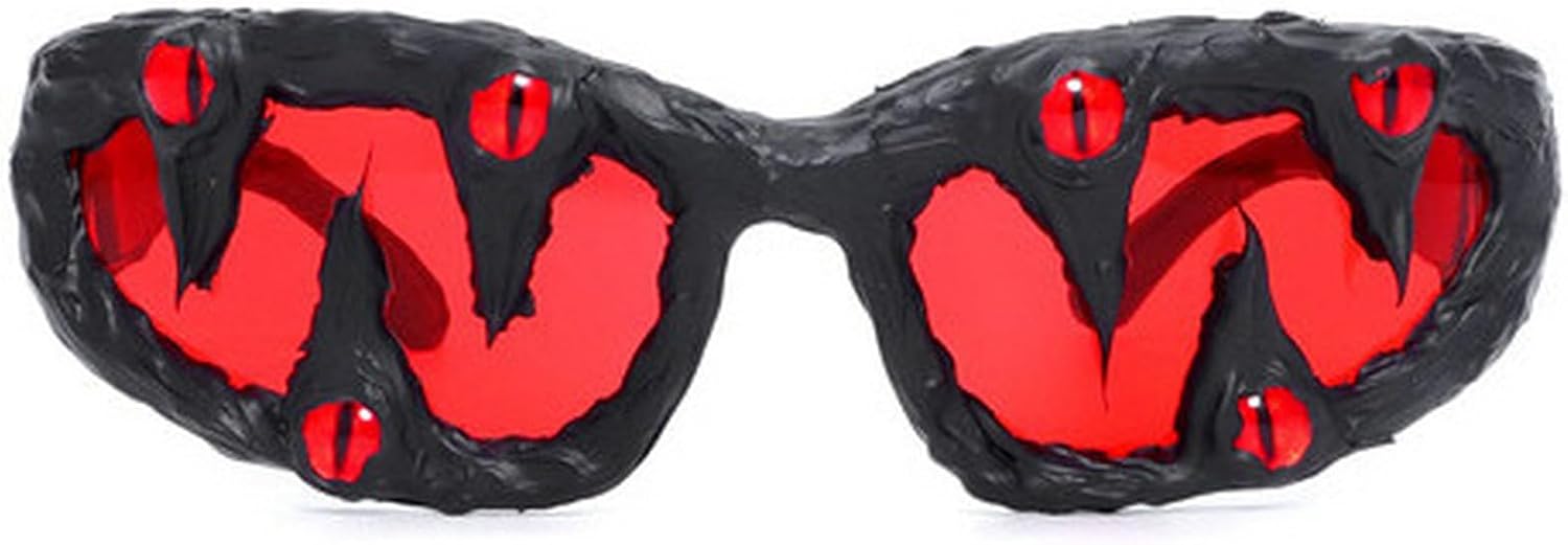 

Солнцезащитные очки Y2K с оправой и защитой от капель клея для женщин и мужчин, овальной формы, модные, стильные, для Хэллоуина и вечеринки, с защитой от УФ-излучения UV400 mincl, Red