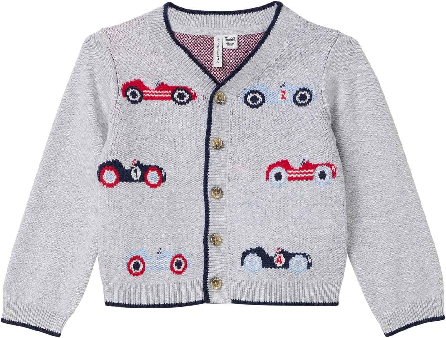 

Кардиган Janie and Jack Embroidered Car Cardigan, цвет Gray