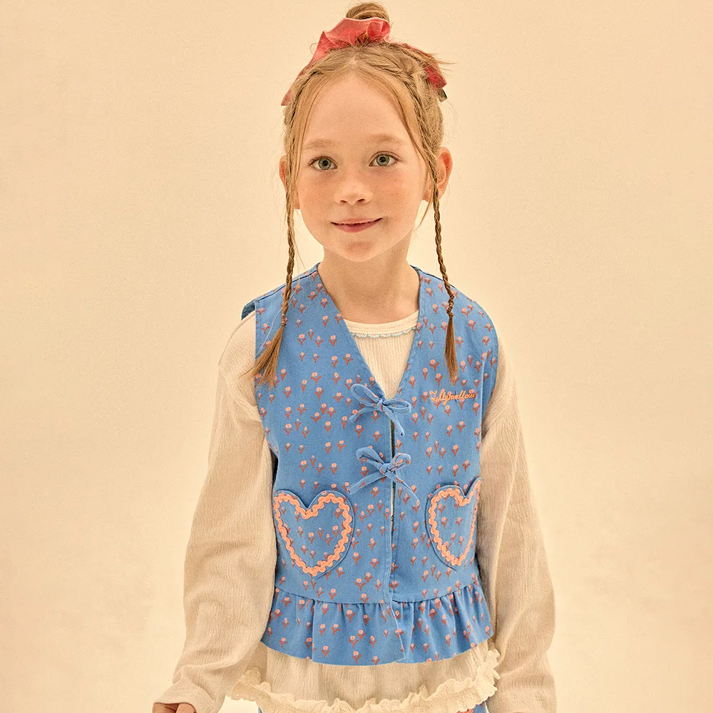 Детский жилет Heart Flower Pocket синий от Jelly Mallow