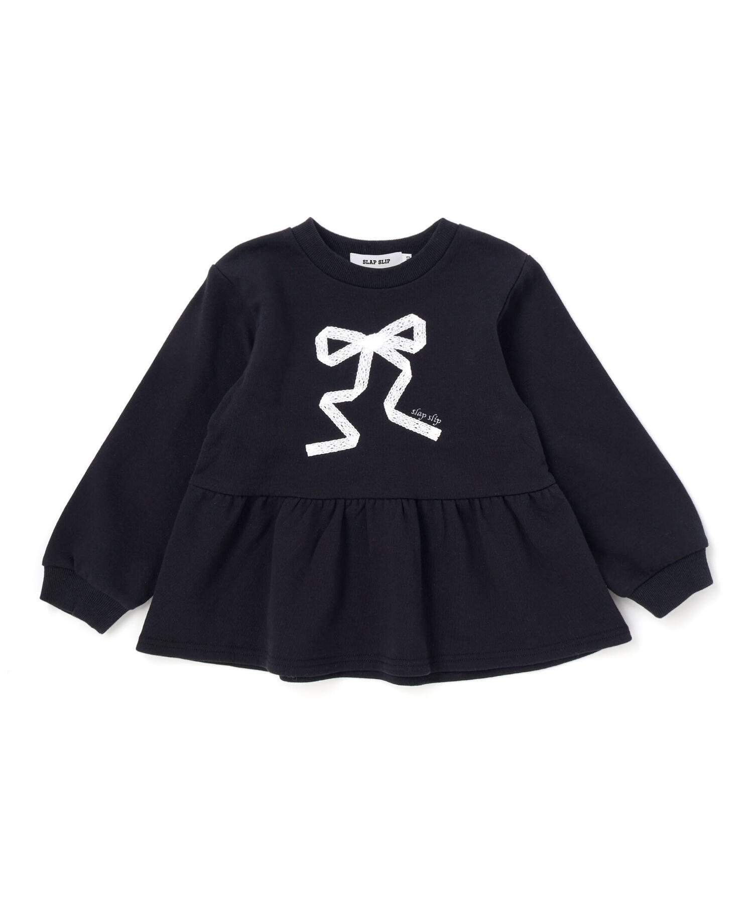 Толстовка с баской и кружевной лентой (80–130 см) SLAP SLIP, Black