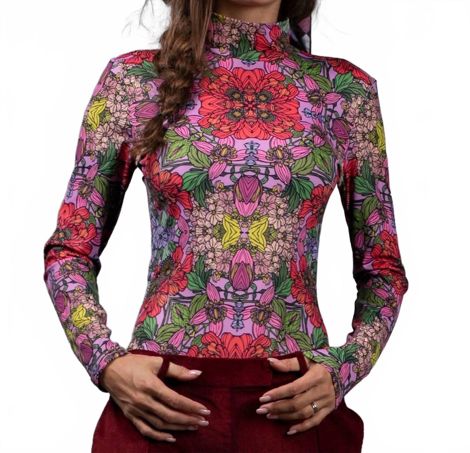 

Nuvula Боди с длинными рукавами и высоким воротником, цвет «Красный сад»