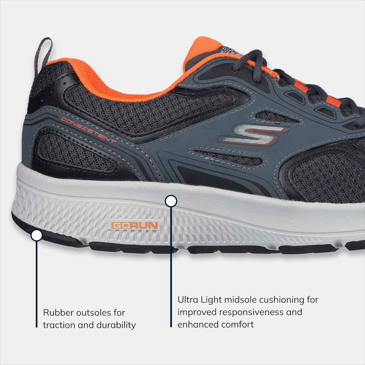 Мужские кроссовки Skechers Go Run Consistent, Grey-Orange — фото 3