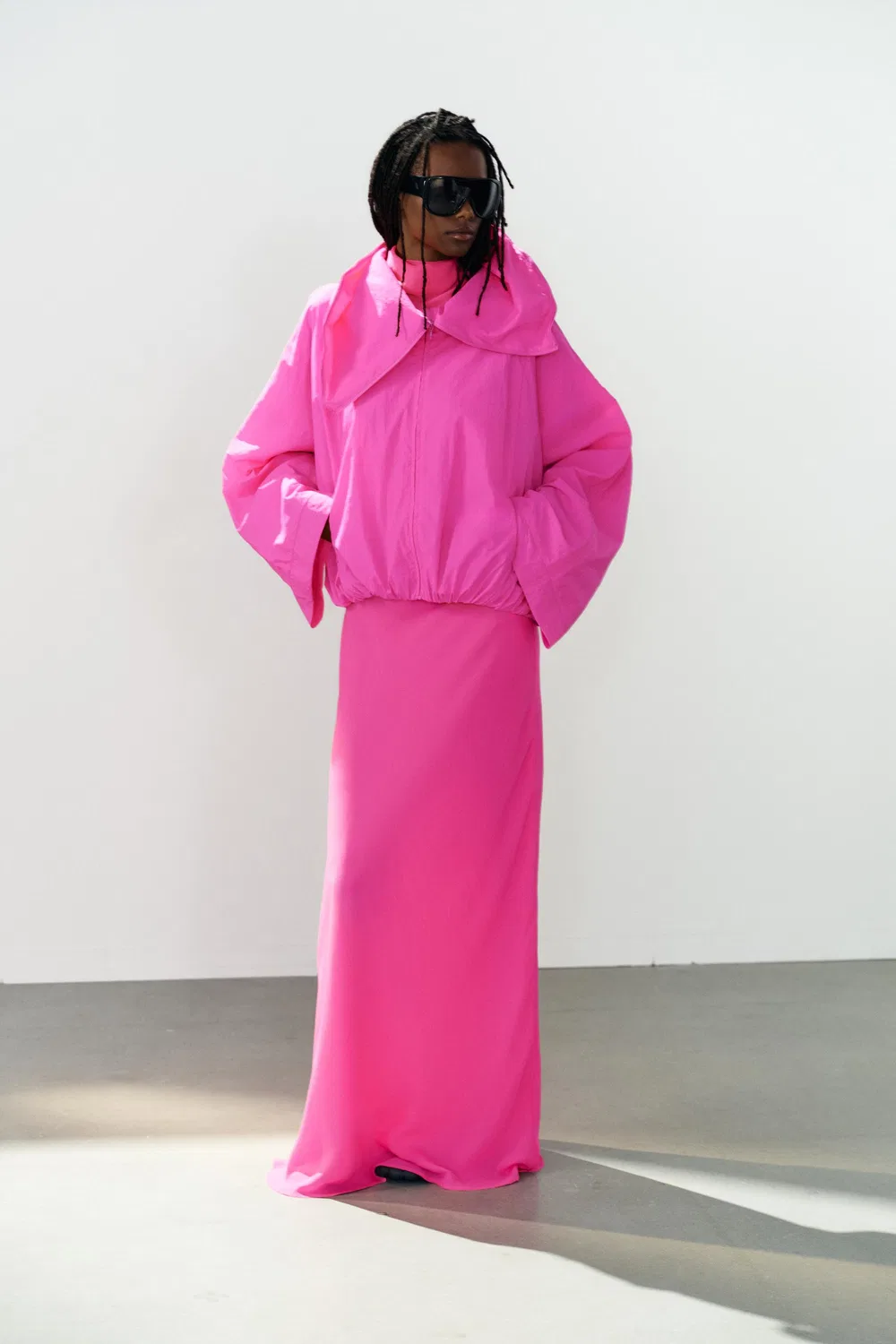 Куртка с высоким воротником из технической ткани ZARA, Neon pink