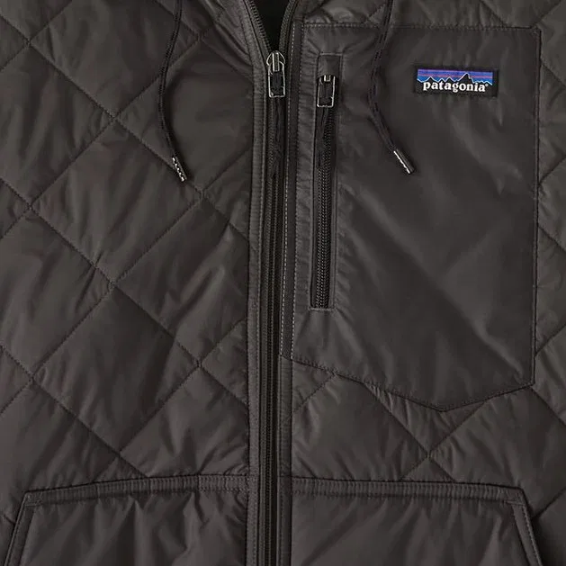 Куртка-бомбер утепленная с капюшоном мужская Diamond Quilted Insulated Bomber Hoody Patagonia, черный — фото 2