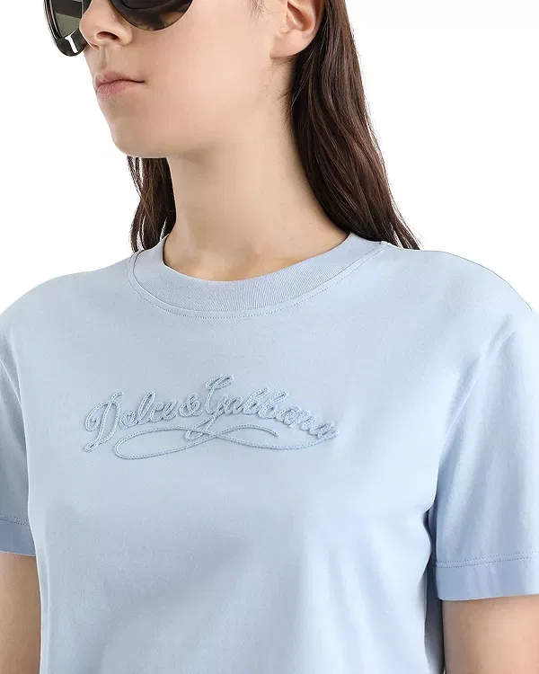 Женская футболка с вышивкой Dolce & Gabbana, Light Blue