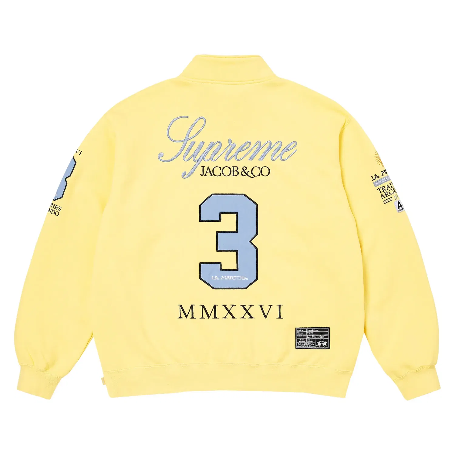 Толстовка на молнии Supreme x La Martina x Jacob & Co, желтый — фото 2