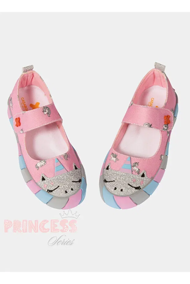 Детские балетки для девочек с принтом Unicorn Canvas 3d Girl Ballerina Sneakers Casabony, Pink