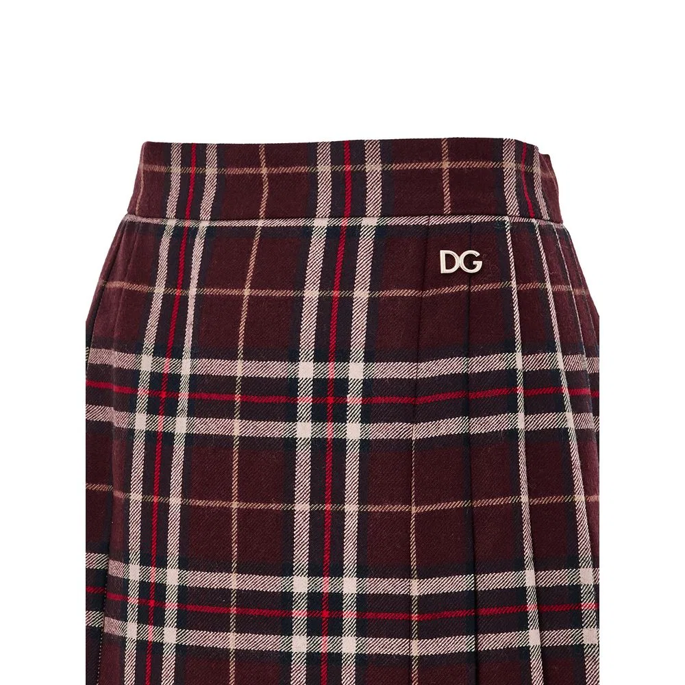 Женская шерстяная юбка-мини с плиссировкой Bordeaux Wool Mini Skirt Dolce & Gabbana, Bordeaux — фото 3