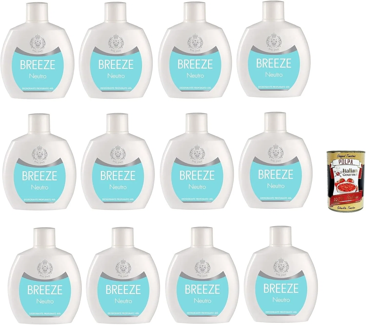 Дезодорант Breeze Neutro 48h без алюминия, 12x100 мл + Итальянская полпа 400 г, Italian Gourmet E.R.