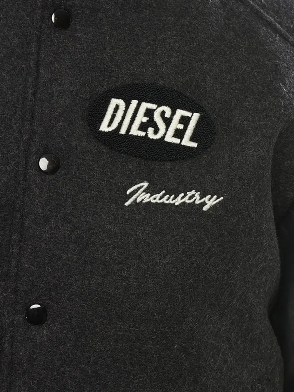 Бомбер с кожаными рукавами Diesel, серый — фото 3