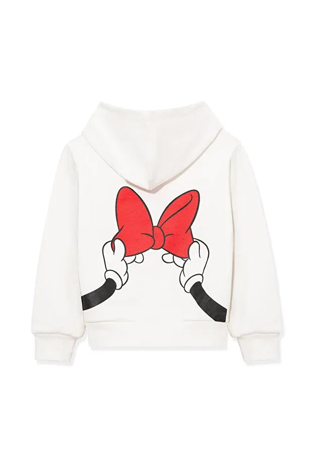 Детское худи для девочек с принтом Minnie Mouse Printed White Sweatshirt Mavi, White — фото 4