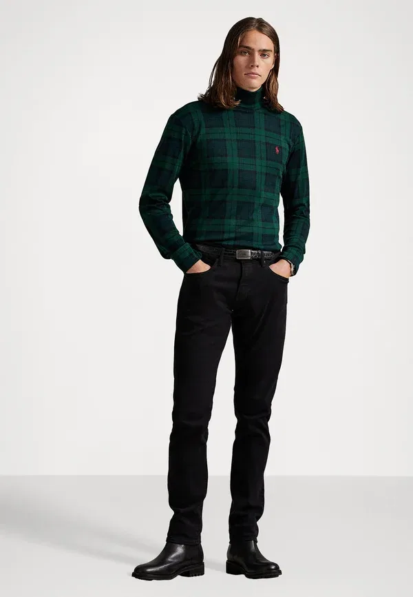 Водолазка с клетчатым узором Plaid soft cotton turtleneck Polo Ralph Lauren, Blackwatch, черный — фото 2