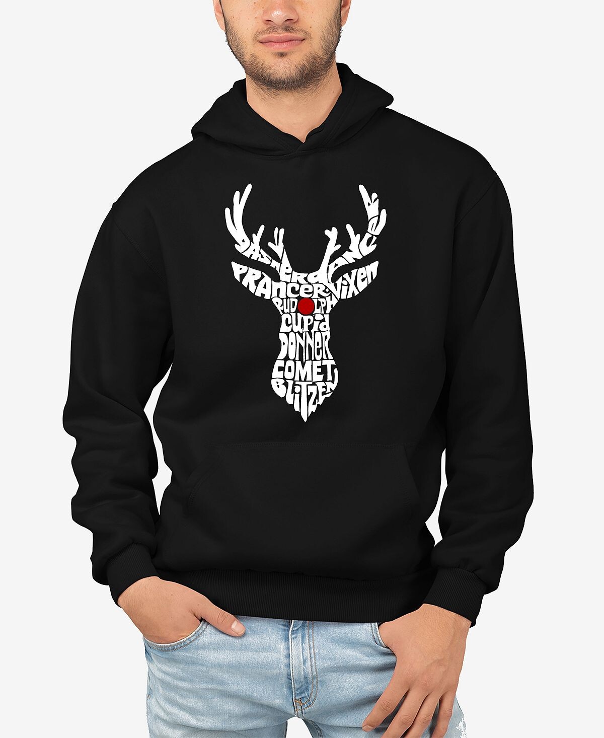 

Мужская толстовка с капюшоном и надписью santa's reindeer word art LA Pop Art, черный
