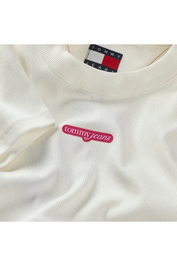 Женское мини-платье из рибаны с принтом Script Mini Rib Dress Tommy Hilfiger, White — фото 2