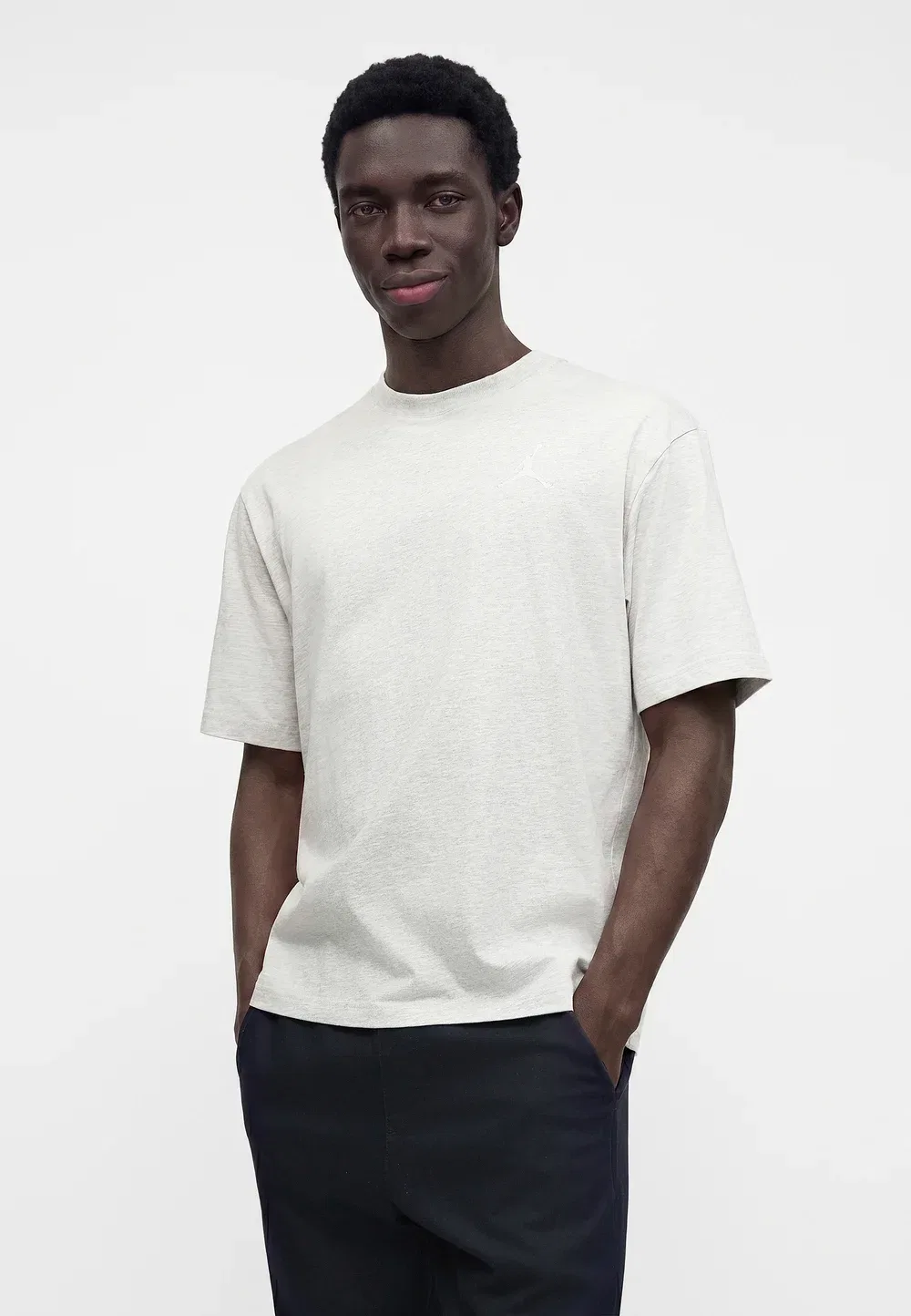 Футболка Jumpman Crew - базовая модель Jordan, Grey Heather/White — фото 4