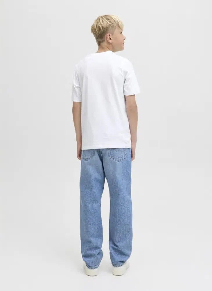 Футболка с принтом, Jack & Jones Junior, облачно-белый — фото 2