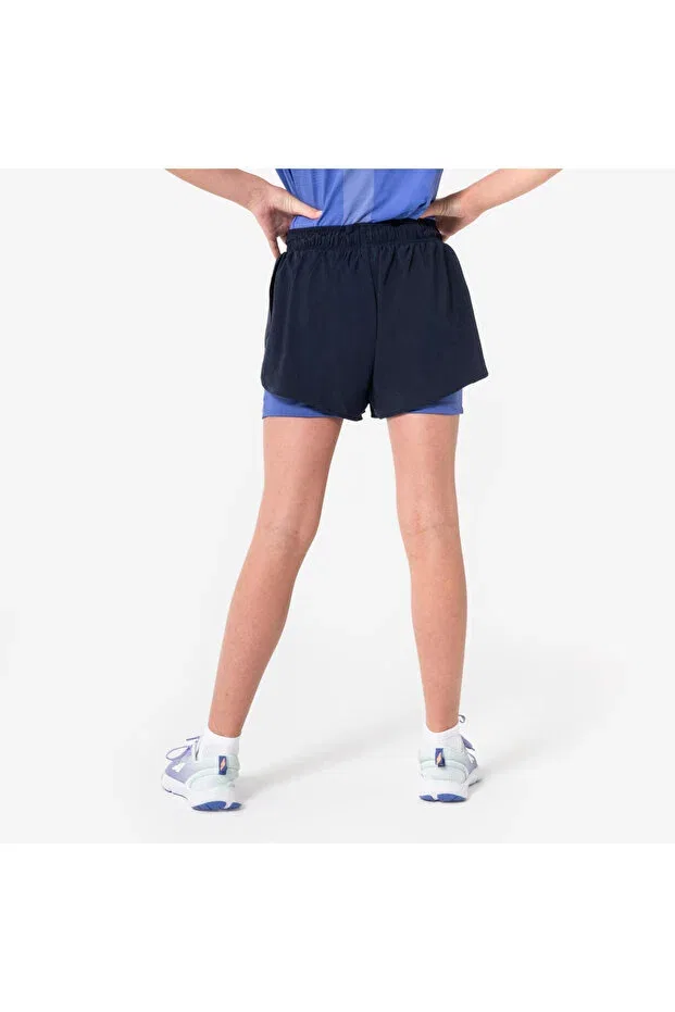 Детские шорты для бега с принтом Decathlon, Black / Purple — фото 2
