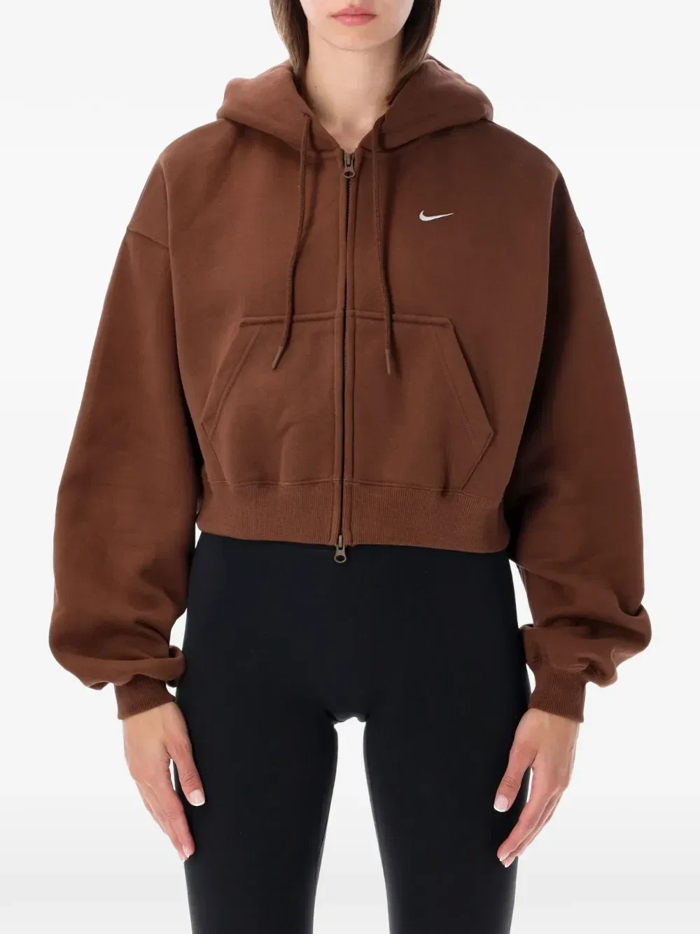 Толстовка на молнии с вышитым логотипом Nike, коричневый