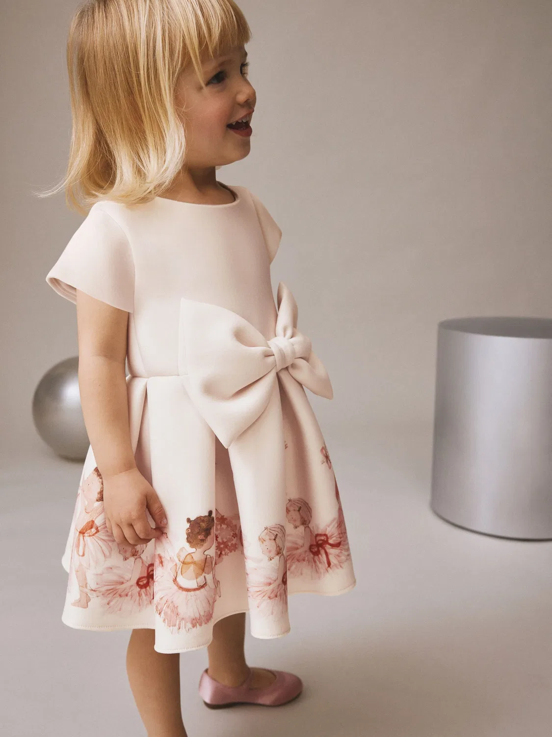 Платье для особых случаев с 3D бантом, Ballet Pink Scuba Occasion Next, Балетный розовый