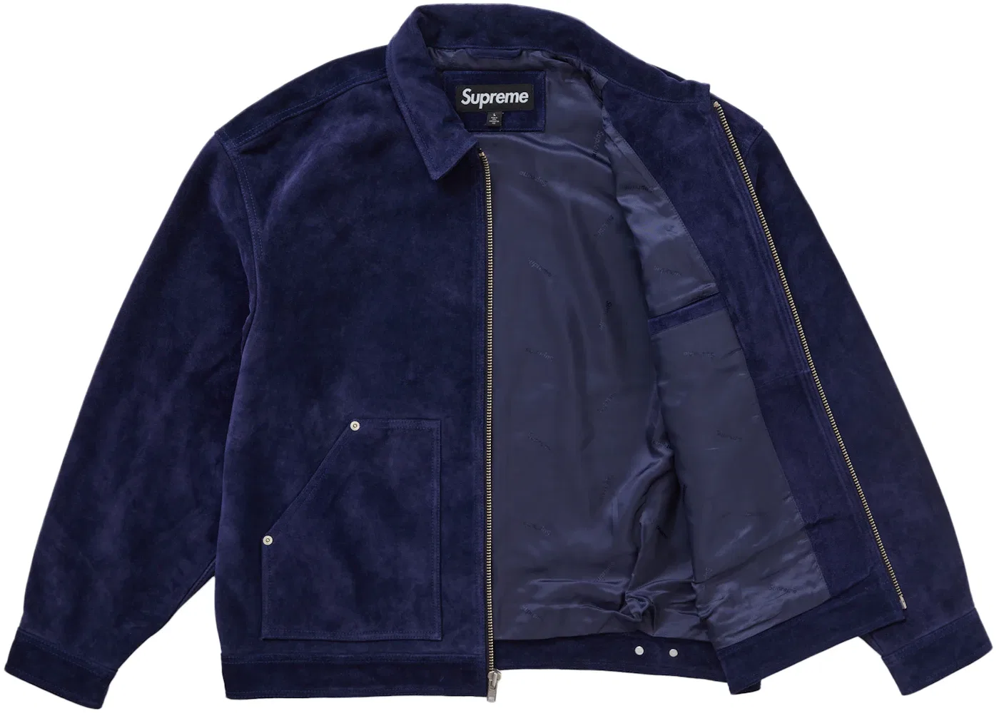 Мужская замшевая рабочая куртка Supreme Suede Work Jacket, синий — фото 2