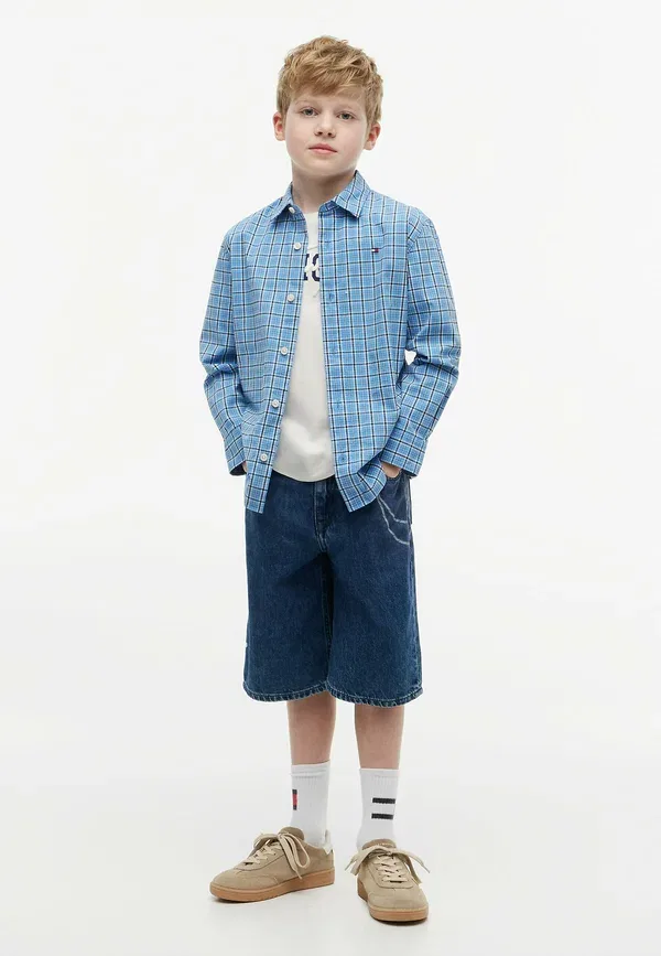 Рубашка из хлопка с эластаном Regular fit check poplin shirt Tommy Hilfiger, голубая клетка