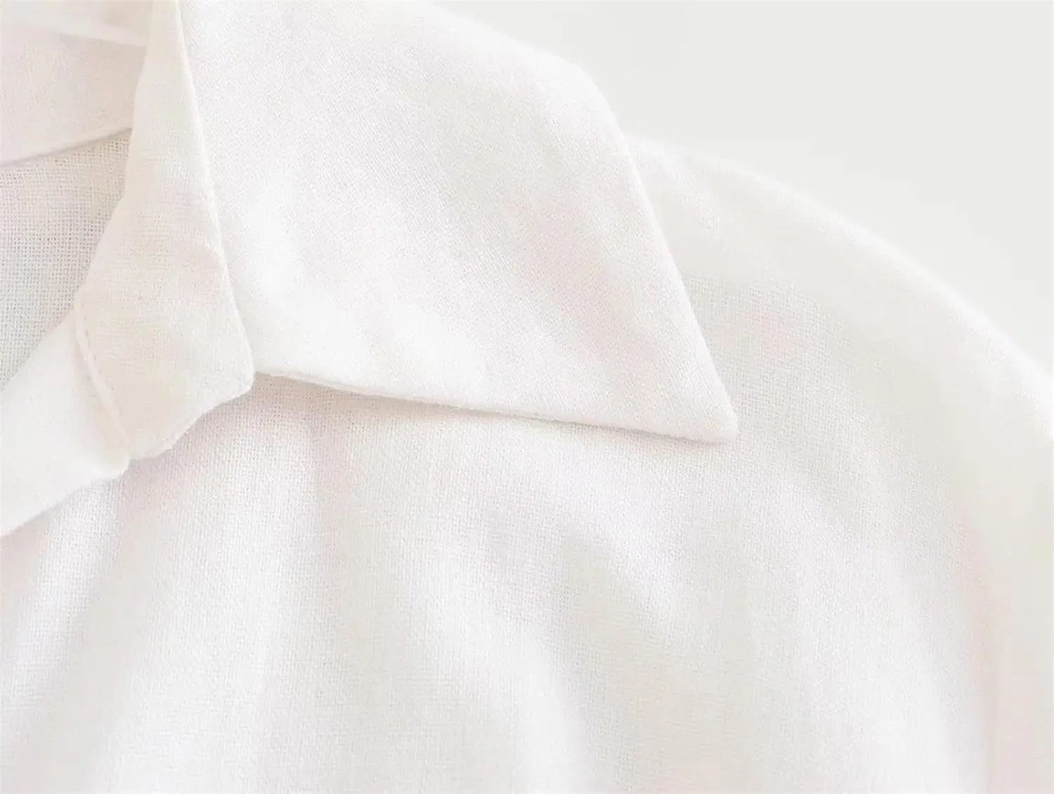 Женское платье-рубашка с V-образным вырезом Slim Fit, White — фото 2