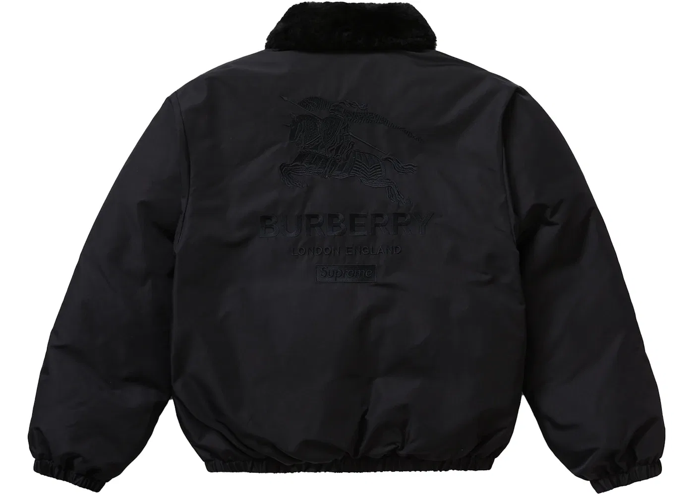 Мужская пуховая куртка с меховым воротником Supreme Burberry Jacket, Black — фото 3