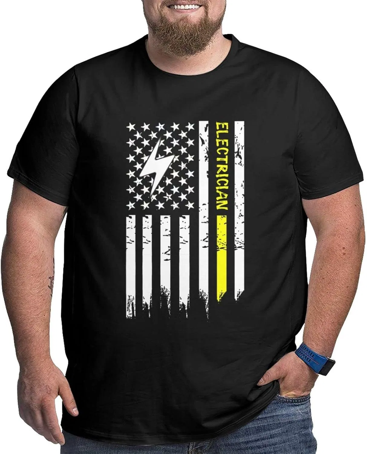 Женская футболка с графическим принтом Regular Fit, Electrician With American Flag1
