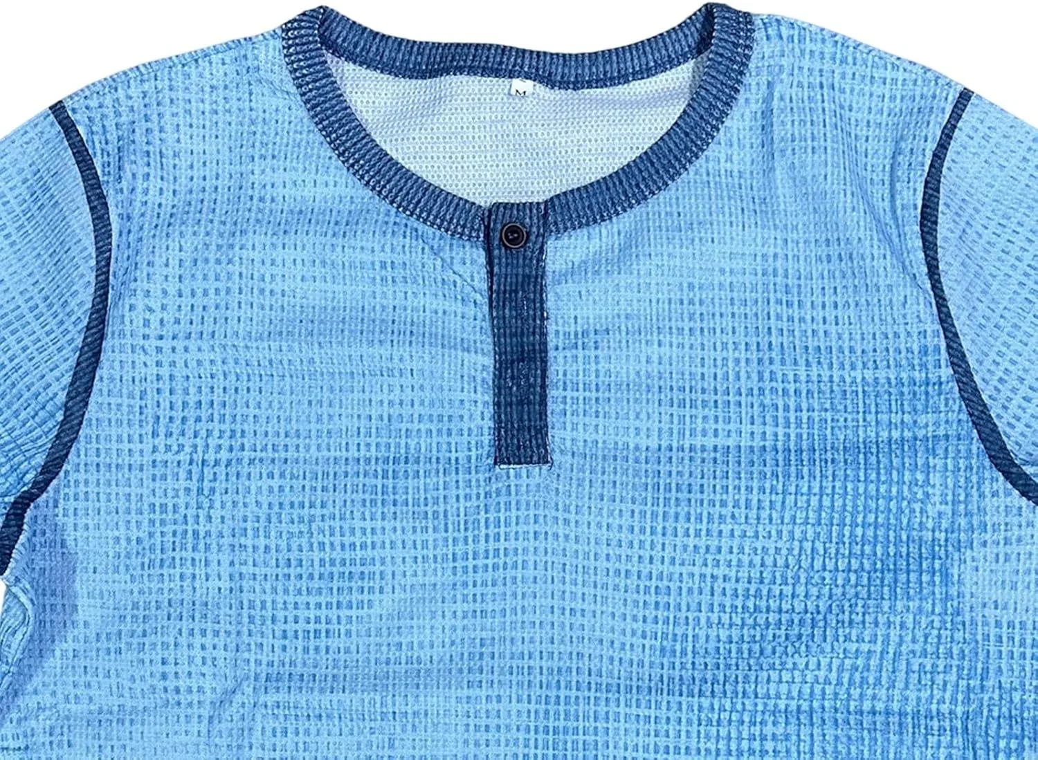 Мужская футболка с воротником-стойкой и цветовым блоком, Light Blue — фото 2
