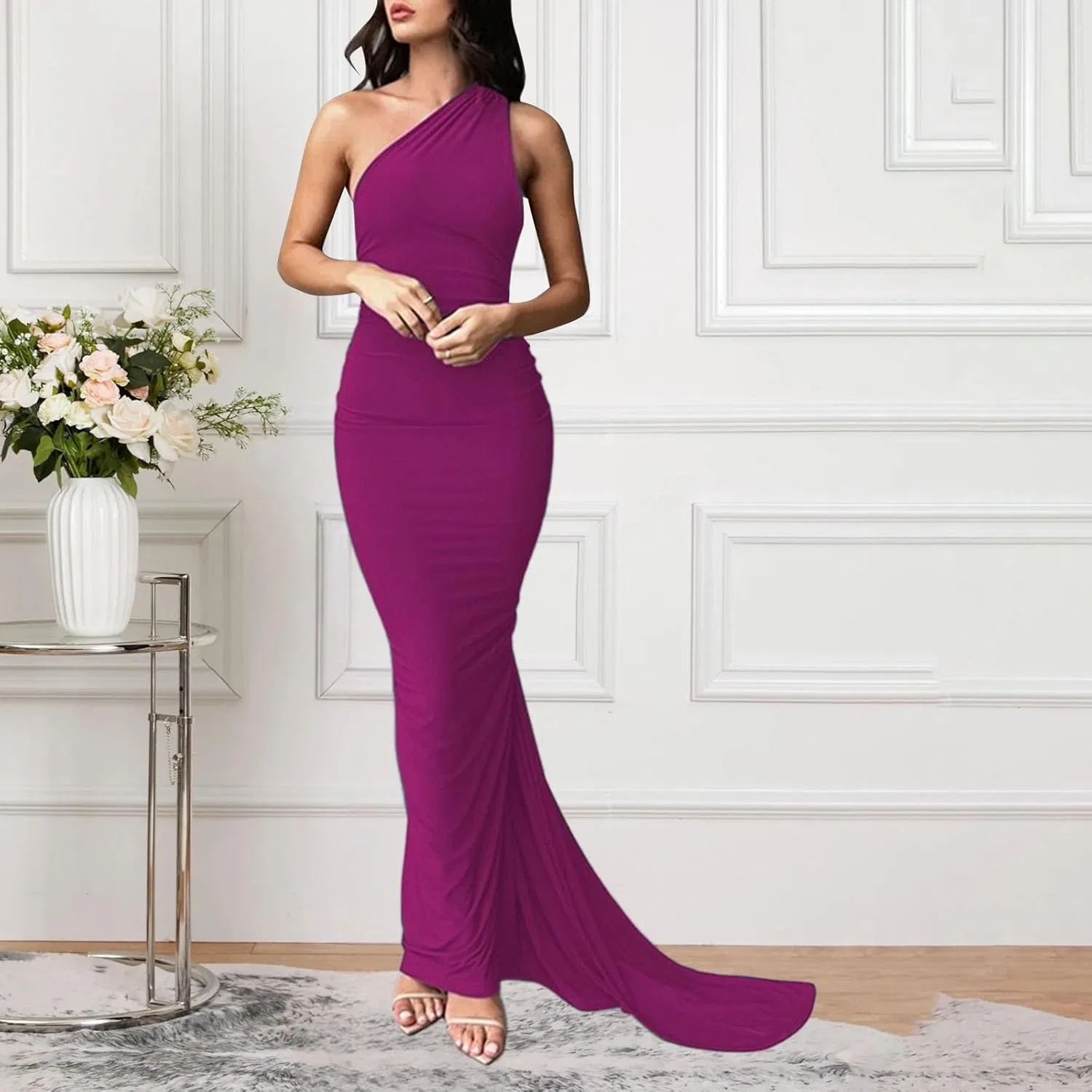 Женское облегающее платье макси с открытой спиной, Purple — фото 3