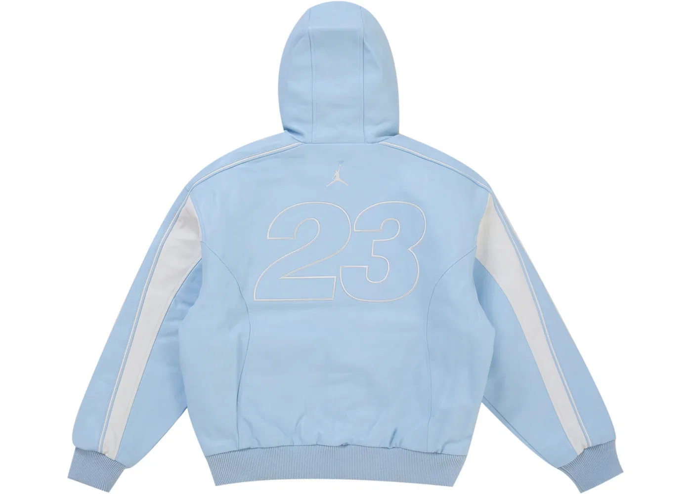 Мужская куртка из кожи с капюшоном с принтом Supreme Jordan, Celestine Blue — фото 3