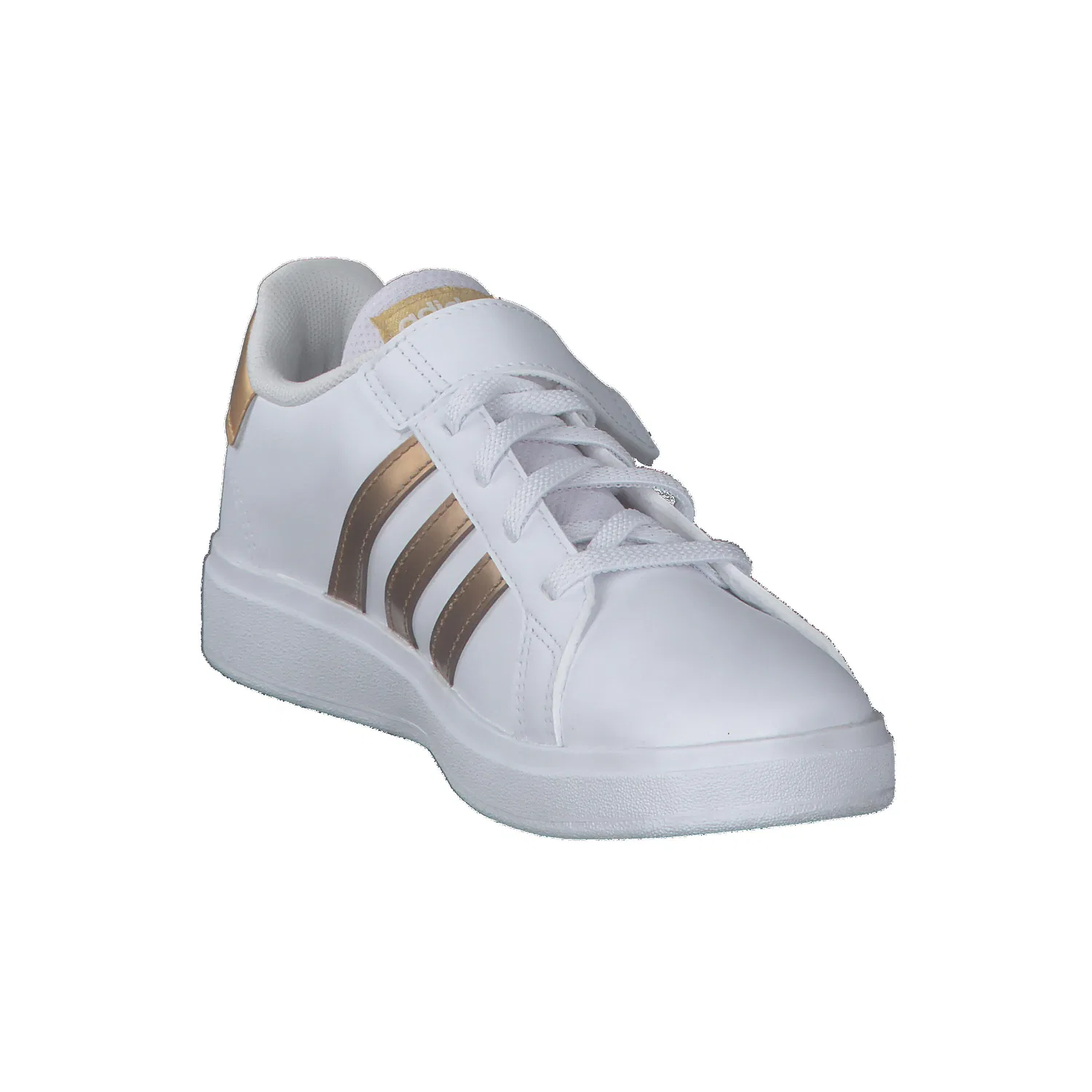 Детские кроссовки с блестящими деталями Grand Court 2.0 EL K, Adidas, Weiss Gold — фото 2