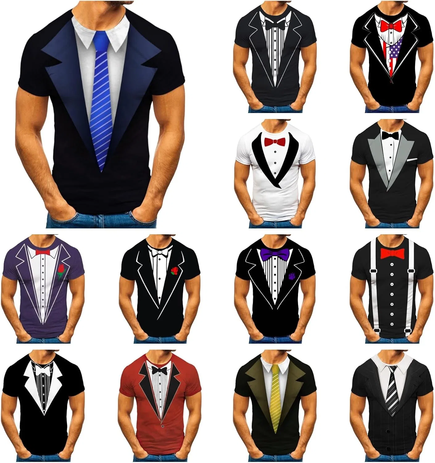 Мужская футболка с принтом Tuxedo Shirt, Blue