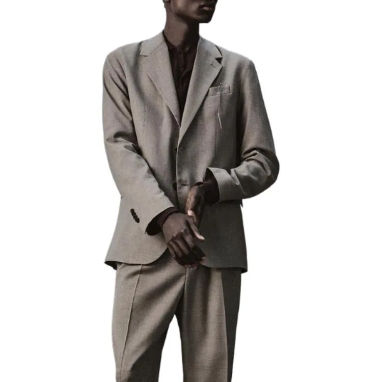 Мужской деловой костюм с лацканами-вырезом Бежевый ZARA, Beige — фото 4