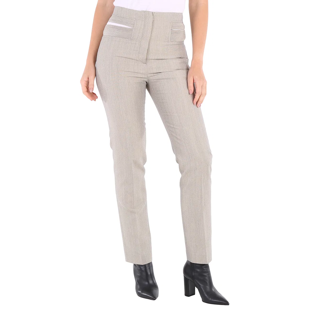 Брюки из технической шерсти с вырезами Technical Wool Reconstructed Trousers Burberry, Grey