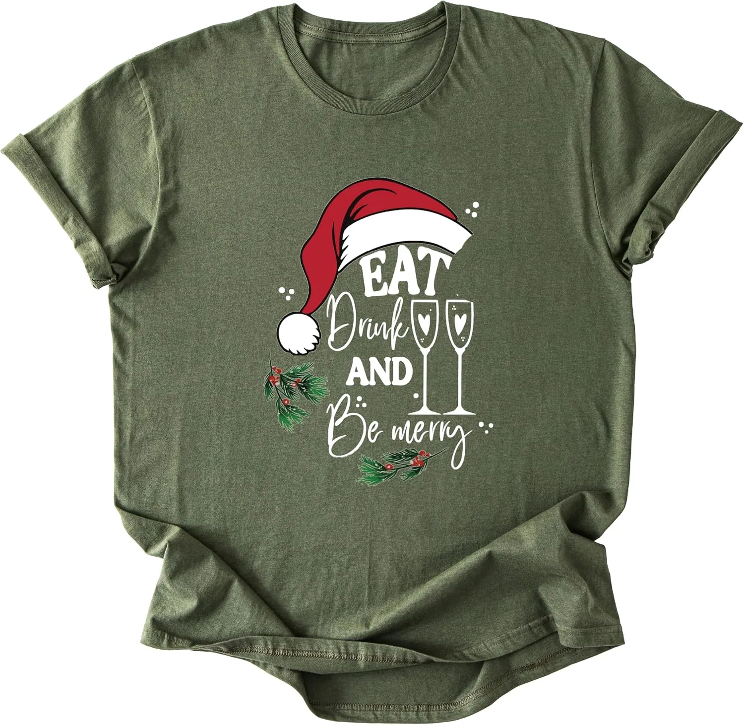 Футболка с рождественским принтом Halloween Graphic Christmas T-shirt, Military Green