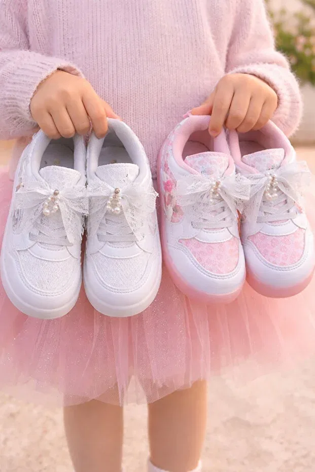 Детские туфли для девочек с цветочным принтом Minican, Pink — фото 2