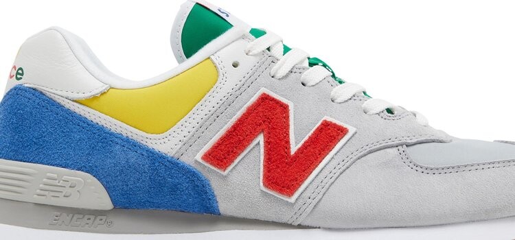Кроссовки New Balance STAUD x 574 'Rain Cloud Team Red', белый — фото 3