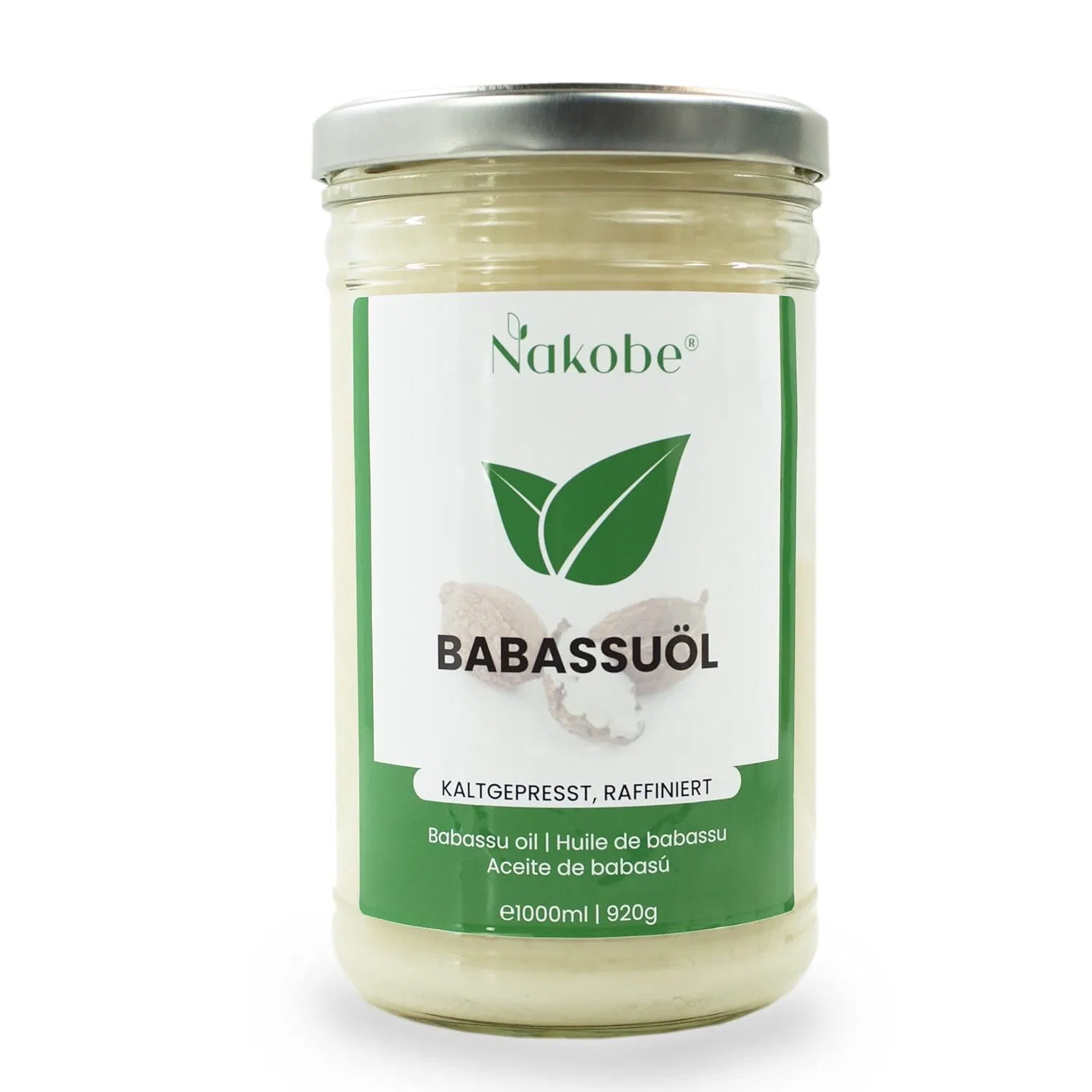 Масло Бабассу Рафинированное, 100% Чистое, Базовое Масло, 1000 мл, Nakobe