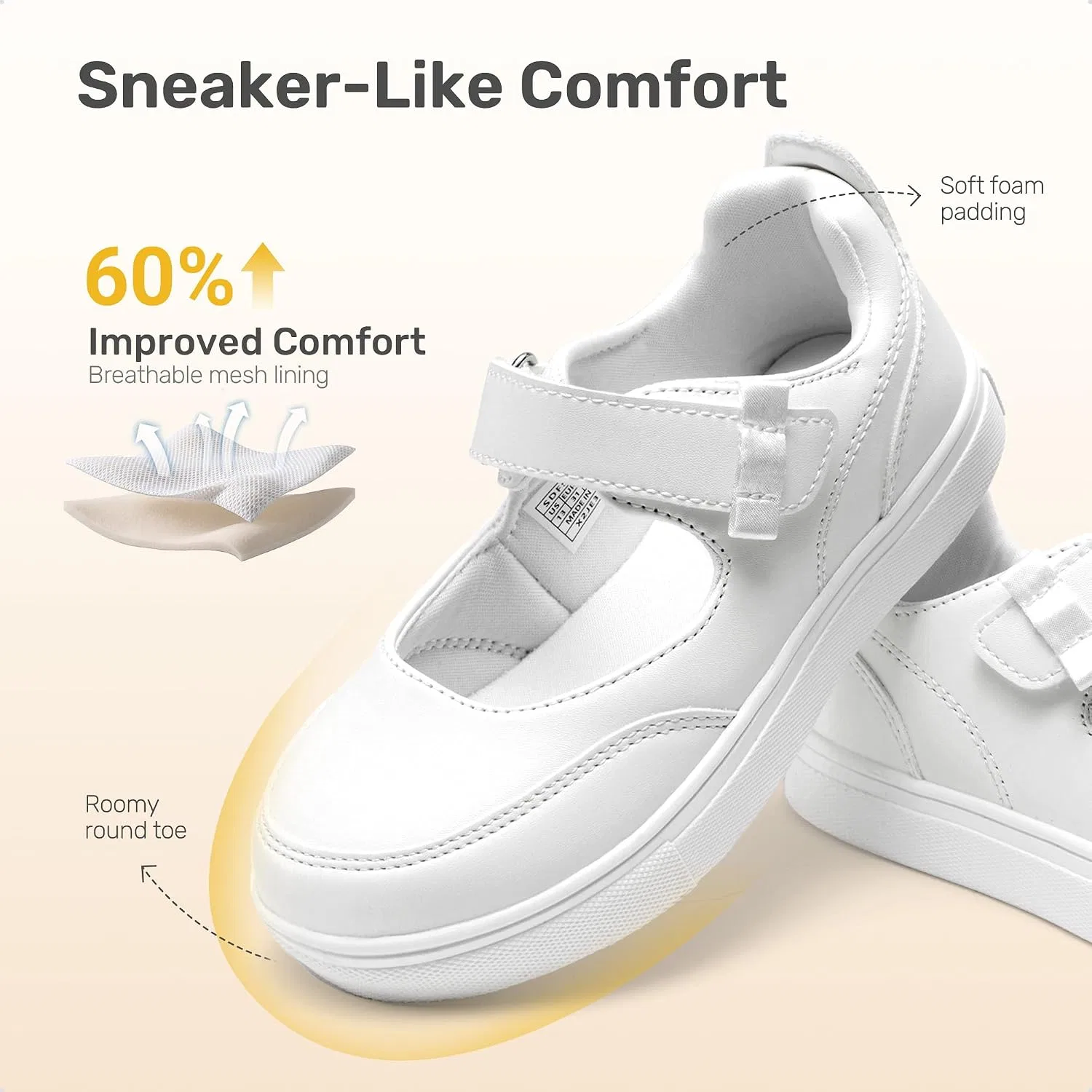 Детские туфли Мэри Джейн для девочек DREAM PAIRS, White — фото 3