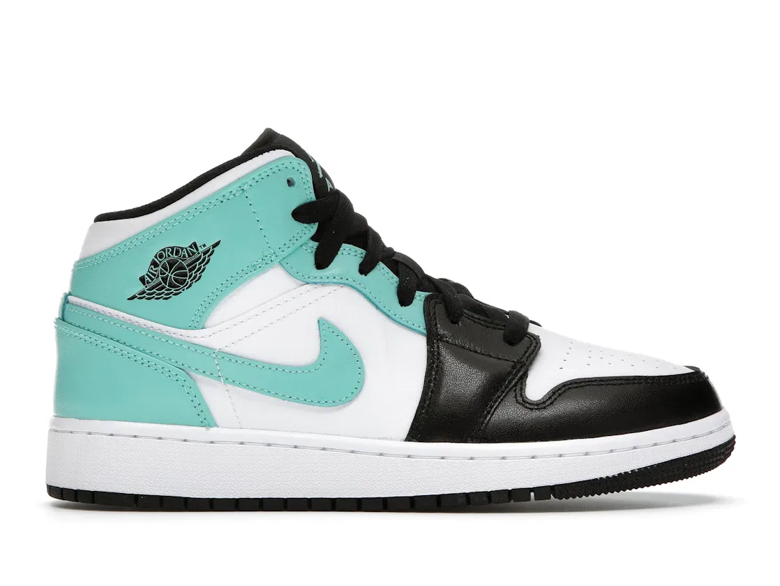 Детские кроссовки с контрастным принтом Jordan 1 Mid, White/Tropical Twist-Black