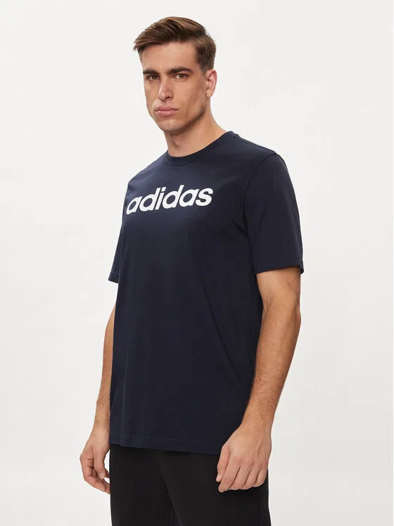 Футболка regular fit Essentials Single Jersey Linear Embroidered Logo T-Shirt Adidas, синий
