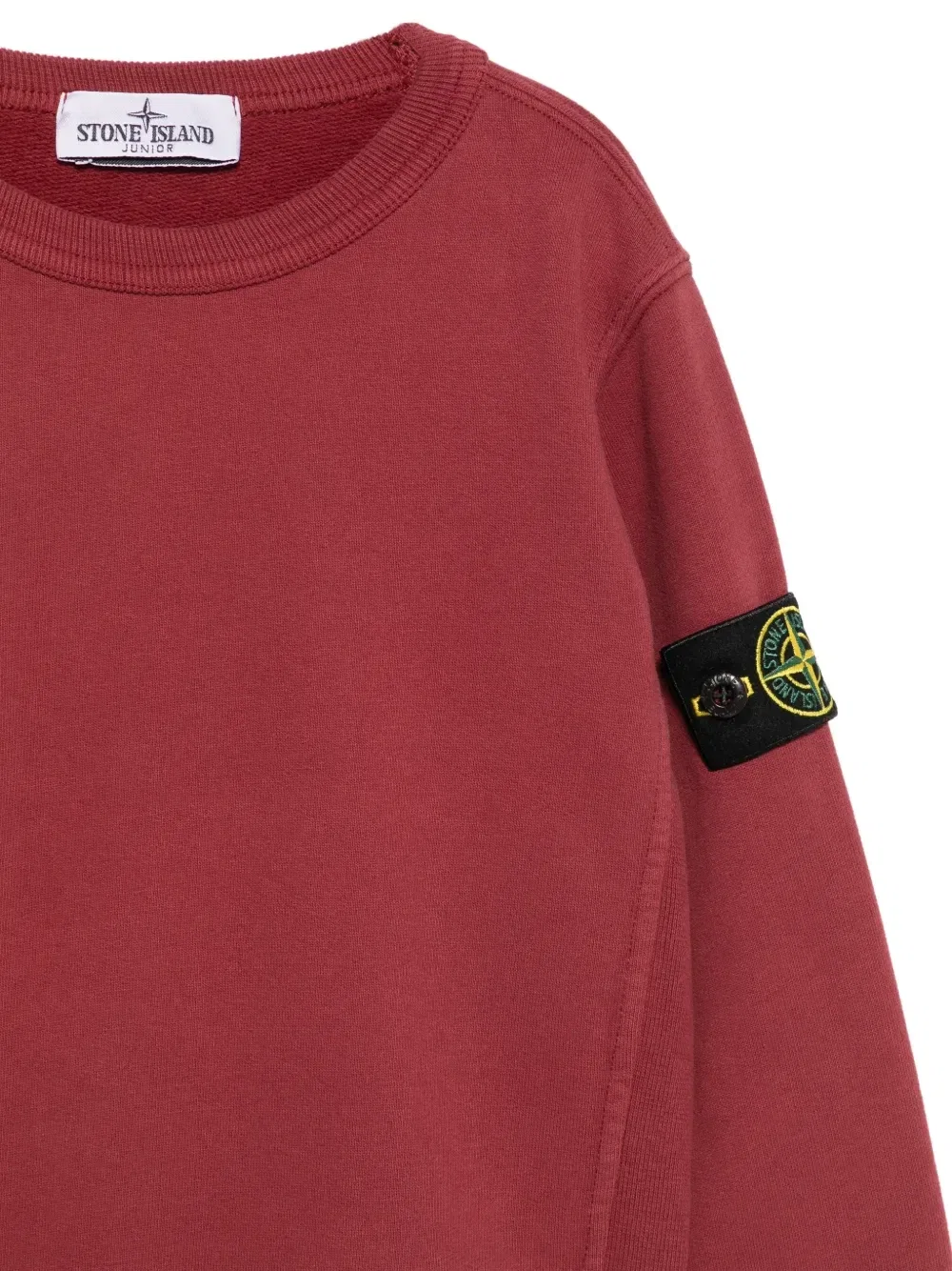 Хлопковый свитшот с нашивкой-логотипом Stone Island Junior, красный — фото 3