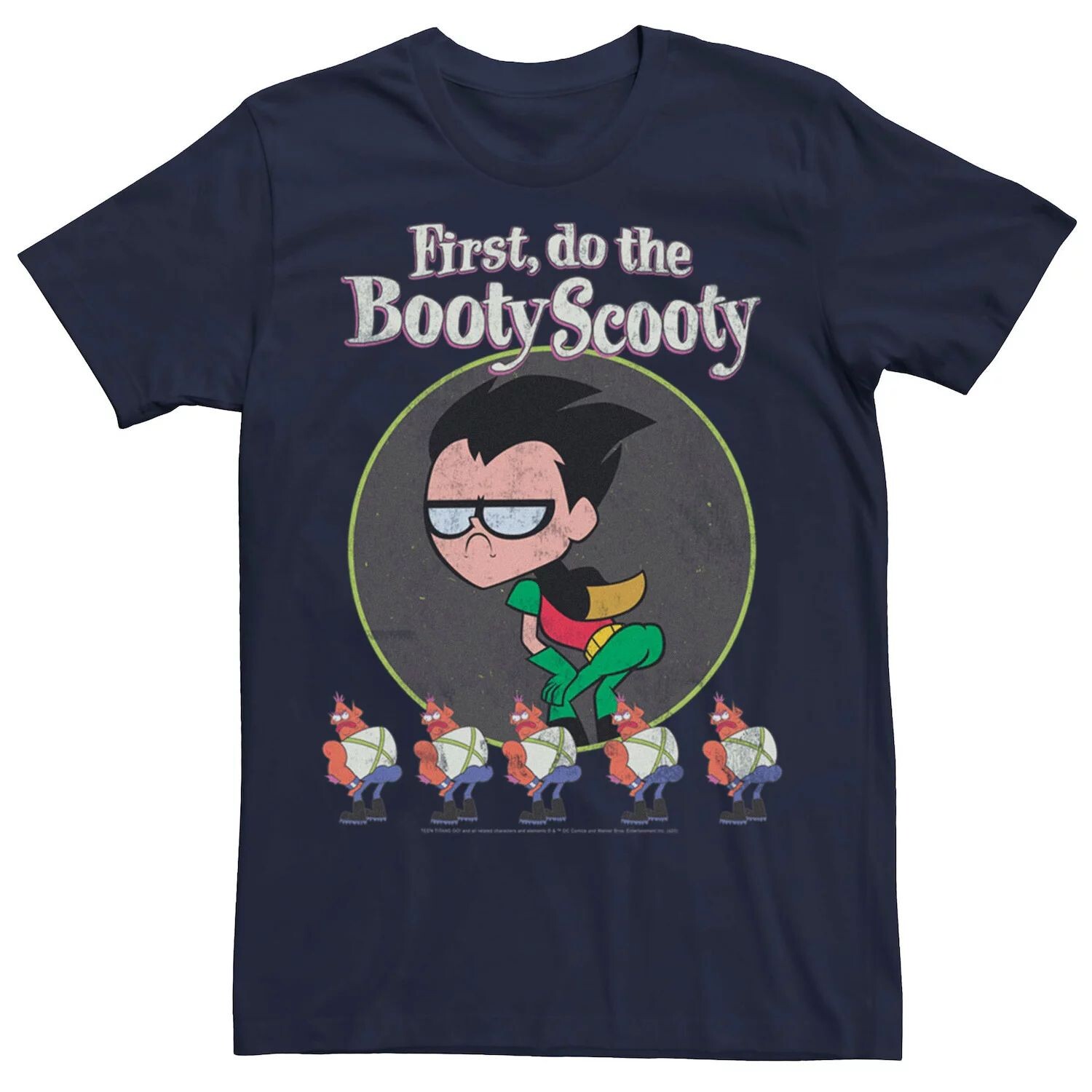 

Мужские Юные Титаны, вперед! Футболка Robin First, Do The Booty Scooty DC Comics