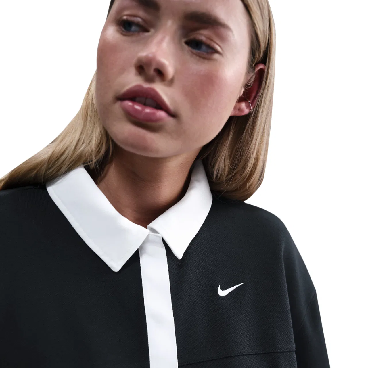 Женское поло Nike NSW Street Polo, Black/Black/White — фото 3