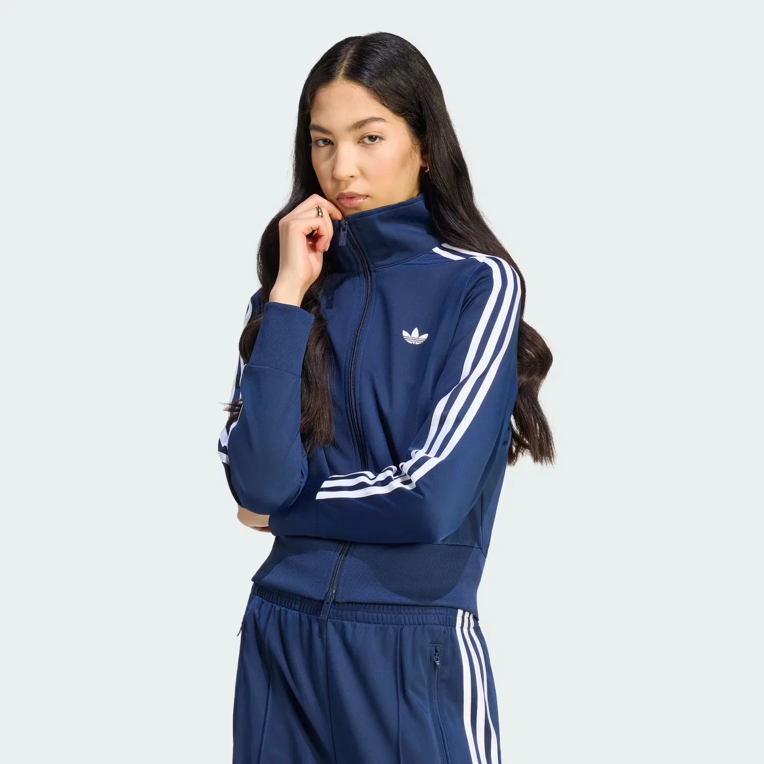 Женская спортивная куртка на молнии с воронкообразным воротником Firebird Classic Adidas Originals, Night Indigo/White
