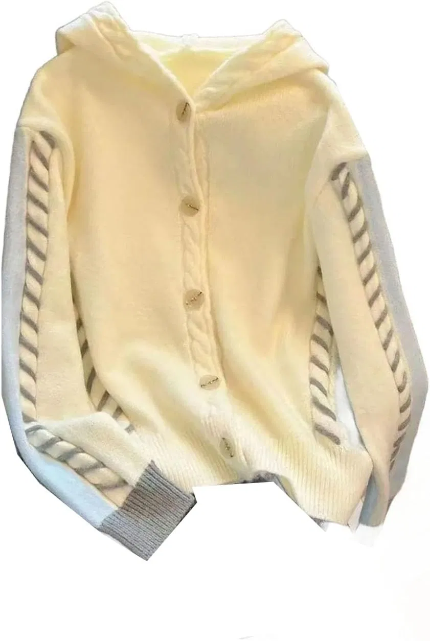Женский капюшонный кардиган свободного кроя с длинным рукавом, Vintage, абрикосовый